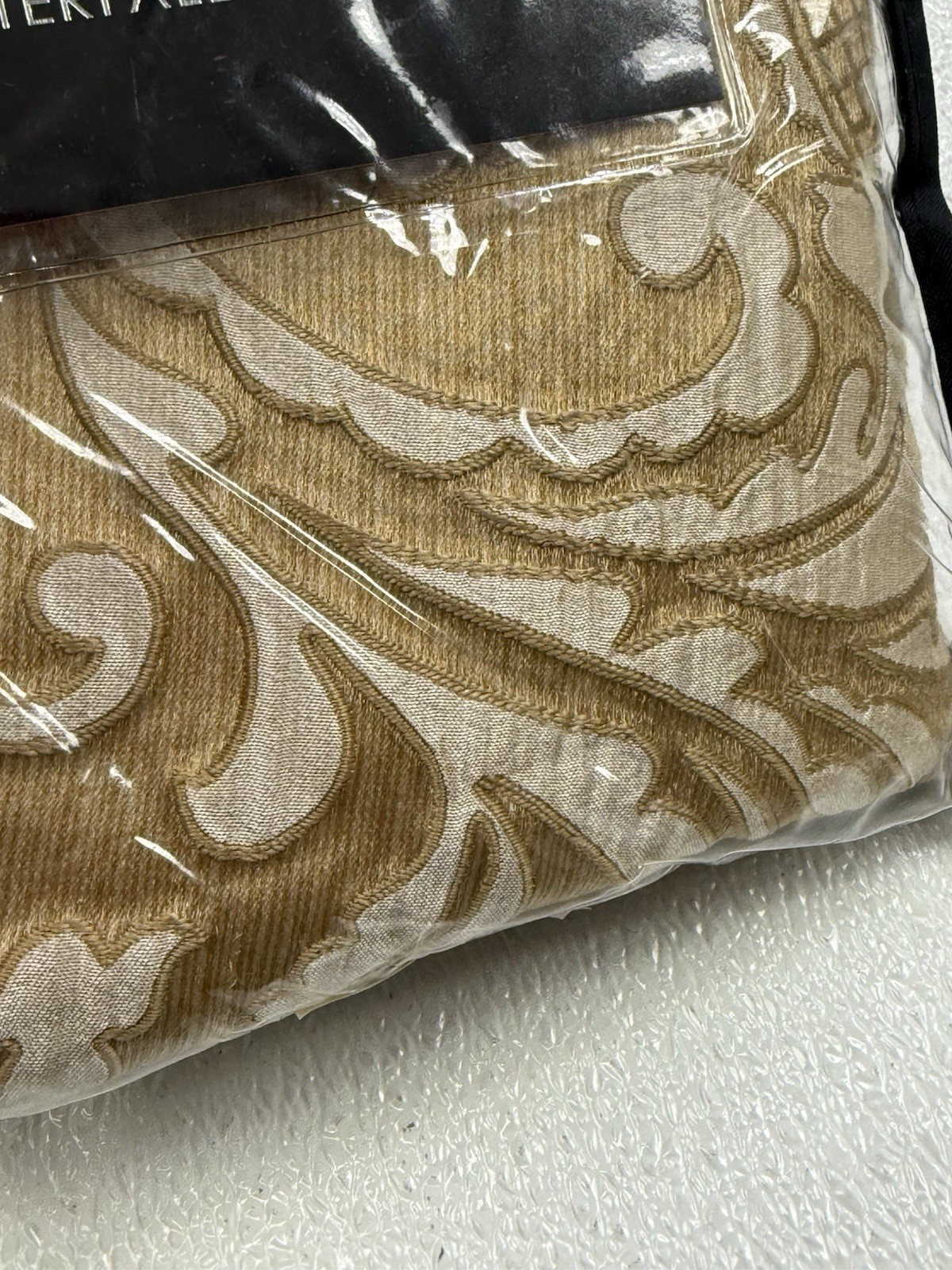 J Queen waterfall valance Aurelia 49” x 33” Gold New In Package
