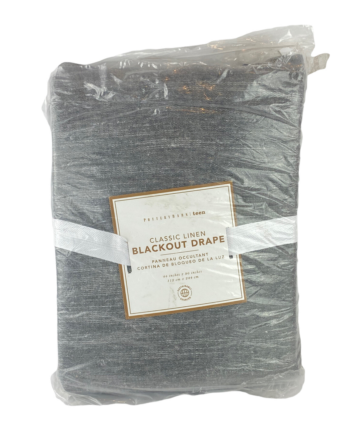 Pottery Barn Teen Classic Linen Blackout Drape Dark Charcoal Open Box 44 x 96
