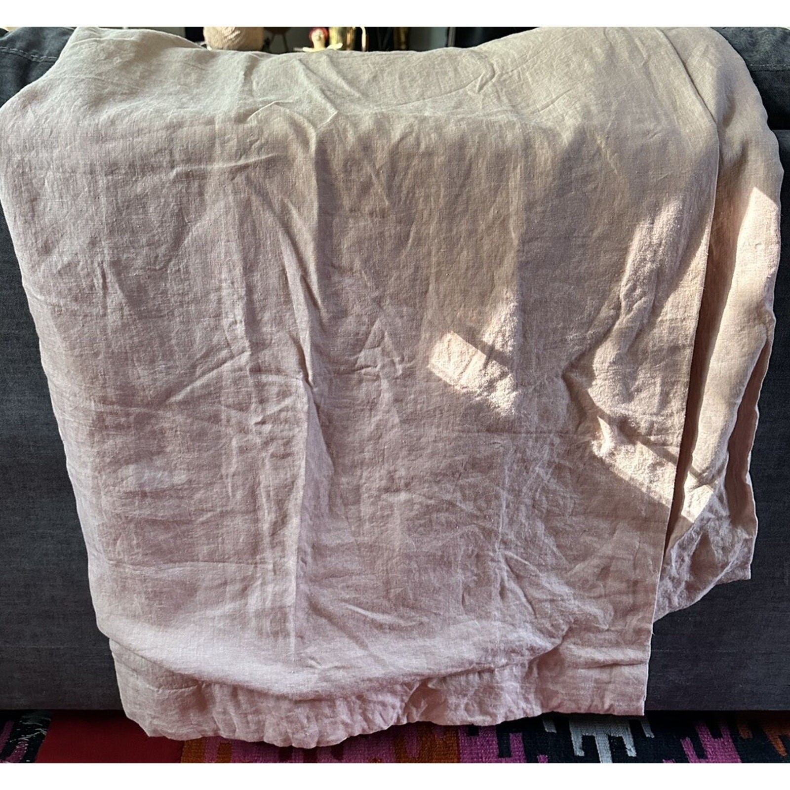 Pottery Barn Belgian Flax Linen 1 Single Drape Soft Lined 50×96” One Peach Blush