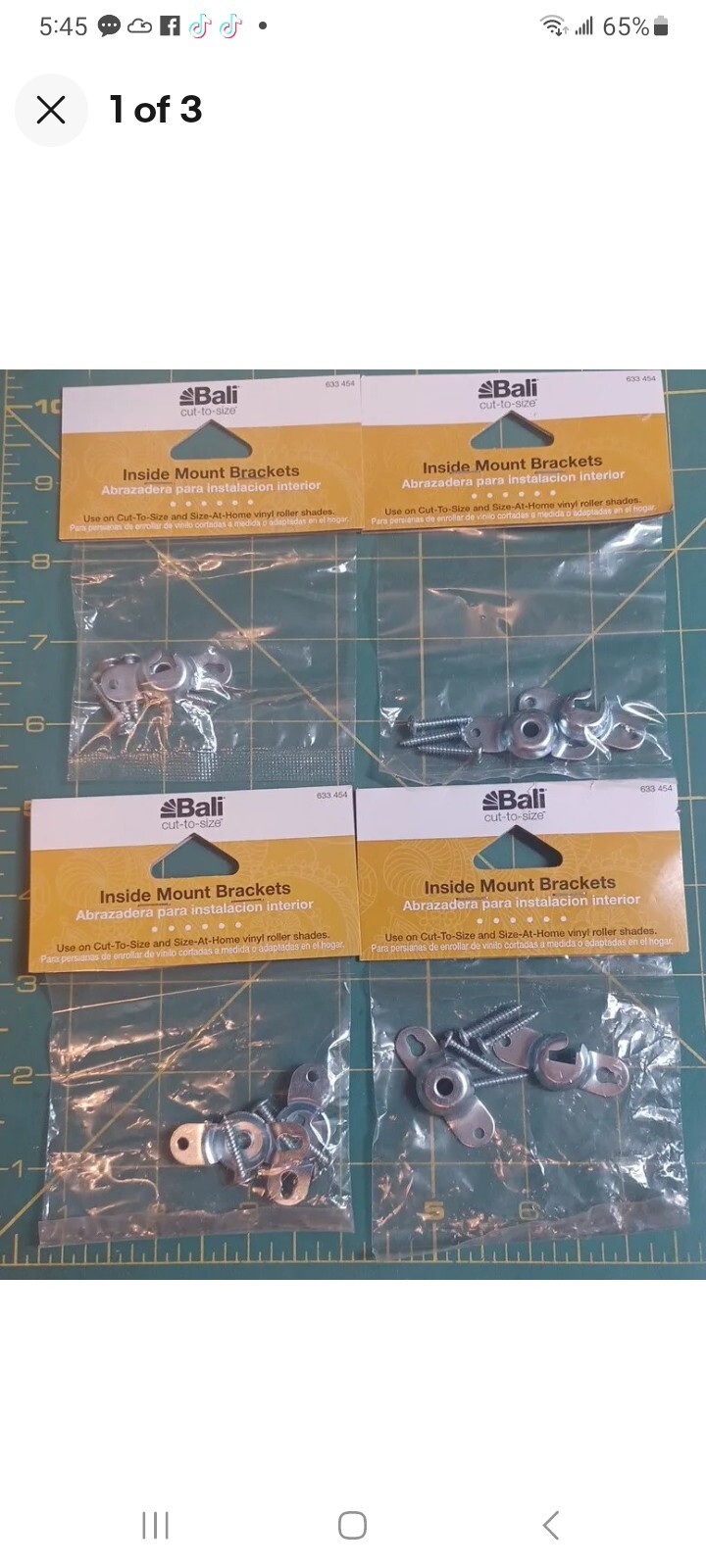 4 Pack Bali Cut-to-Size Roller Shade Bracket Inside Mount Brackets #633454