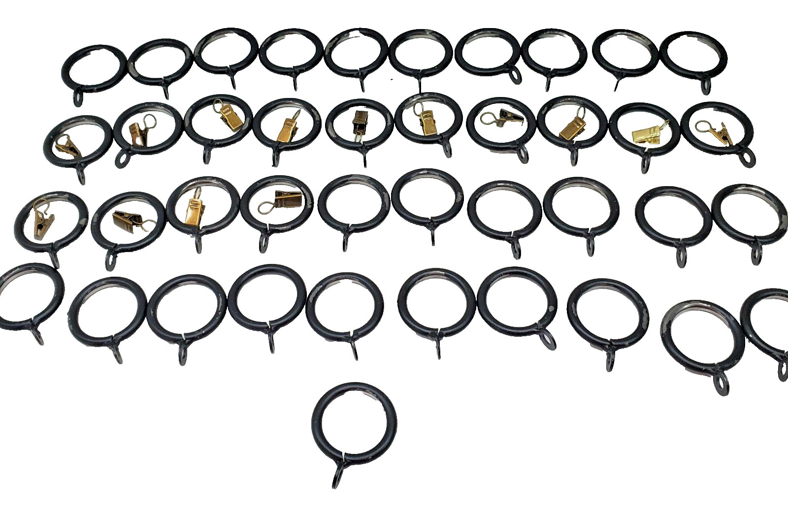 41 XL Metal Drapery Hangers 2″ with 14 Goldtone Hooks/Clips For Curtain Rod