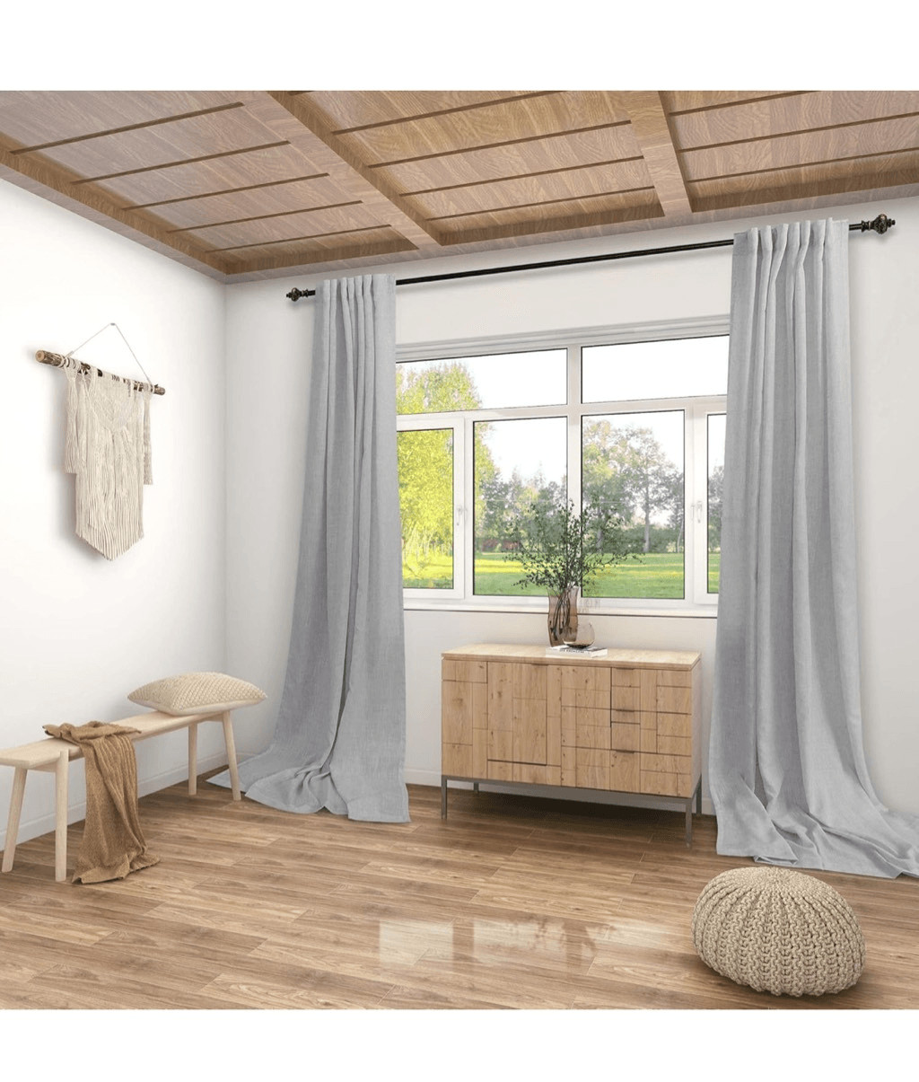 NEW Dove Gray Curtains 2 Panels Set Tab Top Light Filtering Linen Blend 52x84L