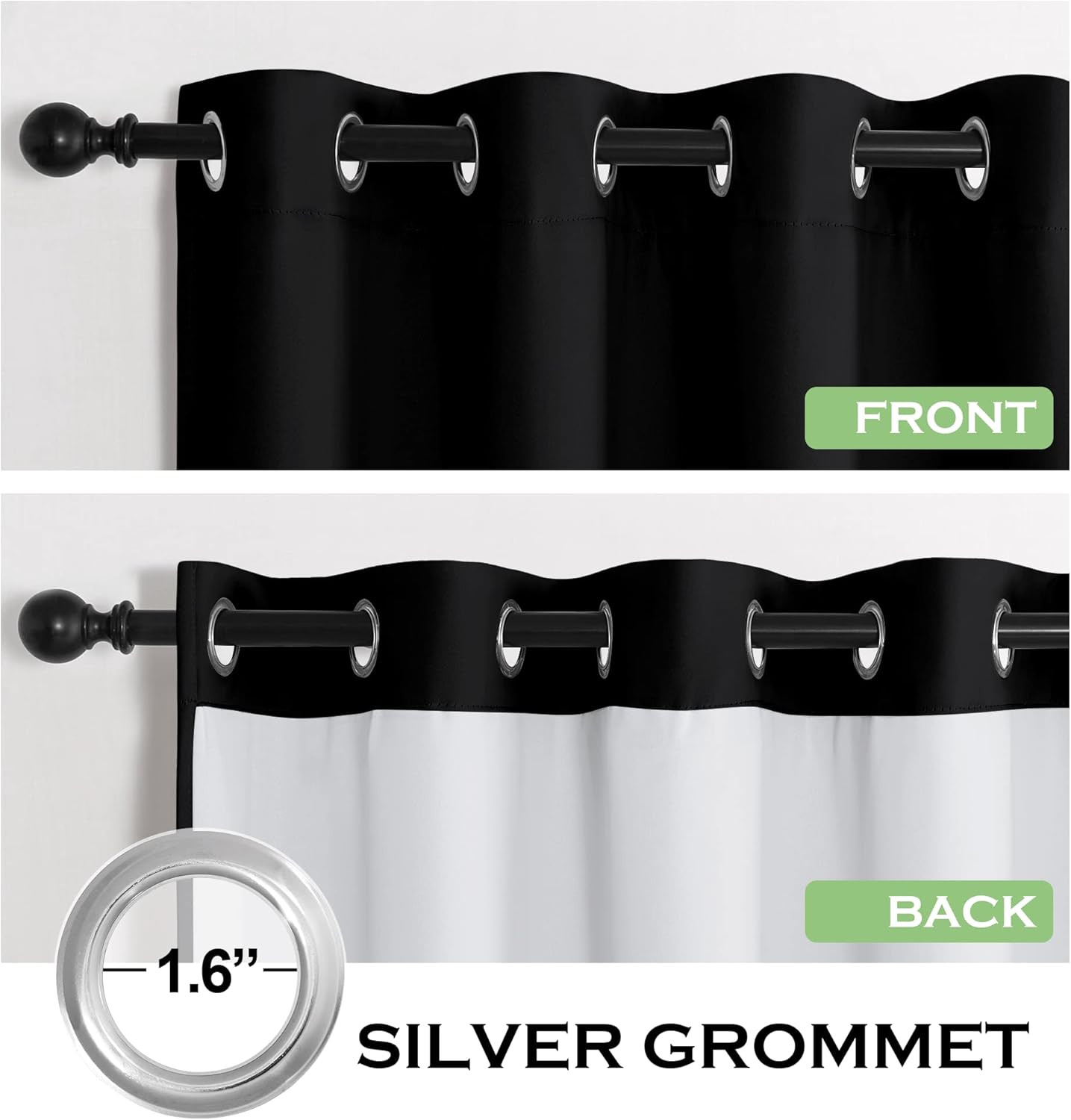 4-In-1 Soundproof anti Dust 100% Blackout Curtains with Melt-Blown Layer Noise R
