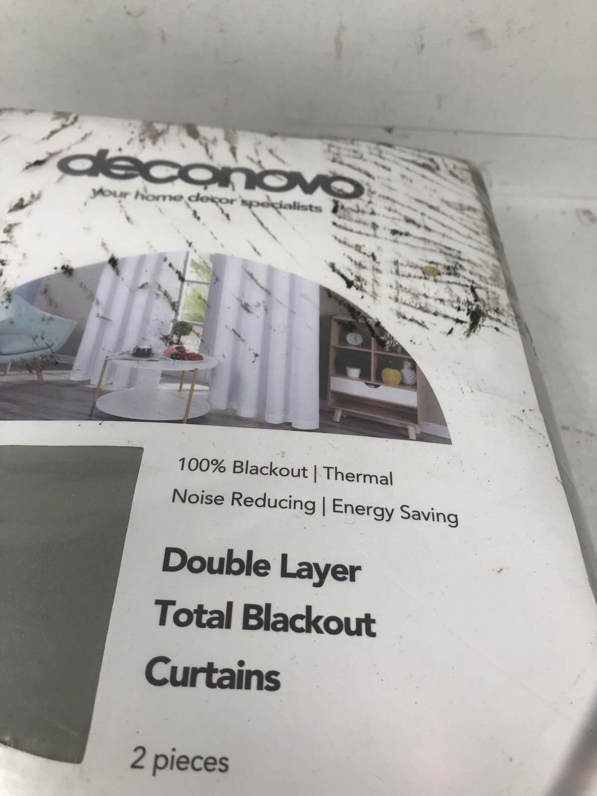 DECONOVO 100%BLACKOUT CURTAINS 52 X84 IN LIGHT GREY