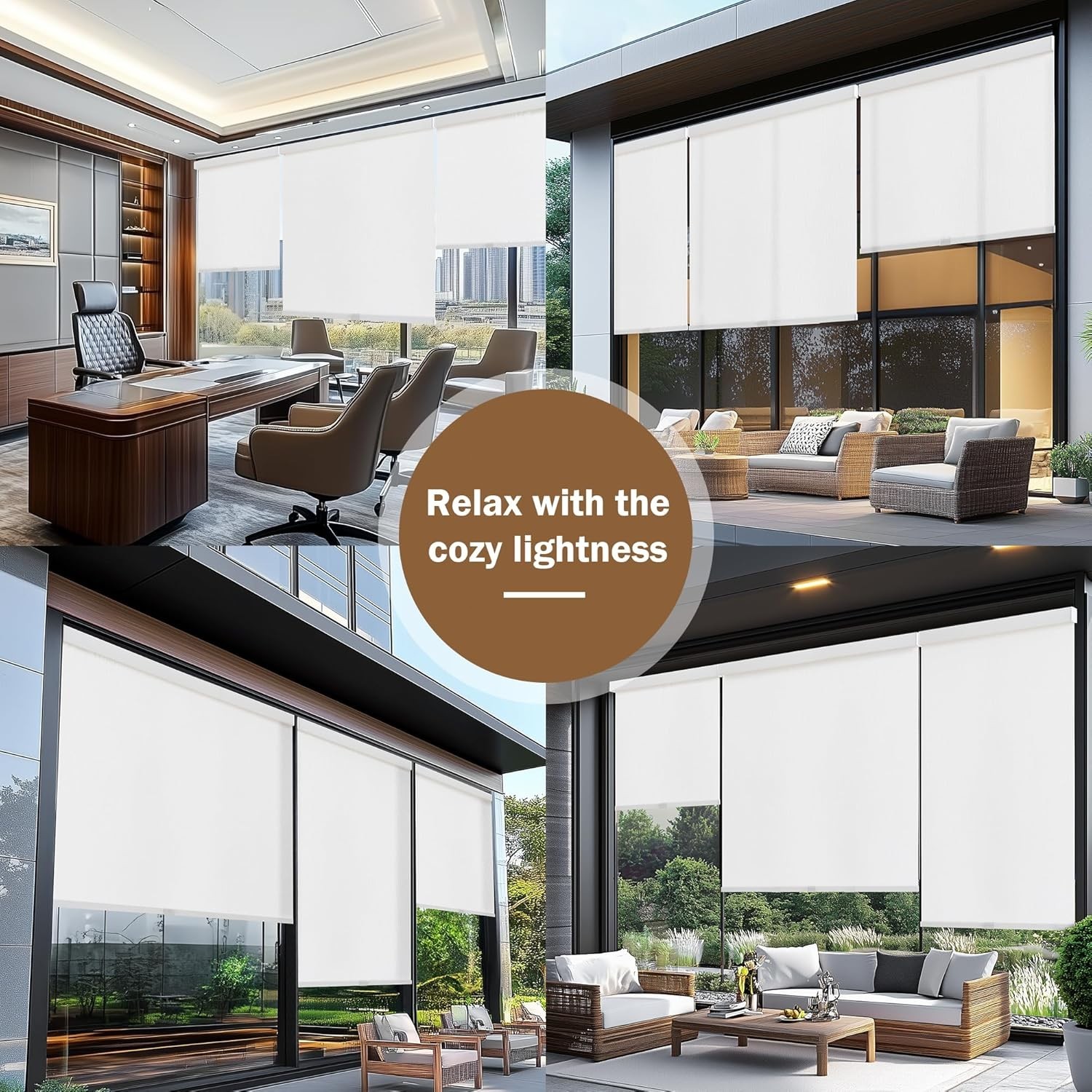 Light Filtering Roller Shades Cordless Blackout Blinds UV Insulated Window Co…