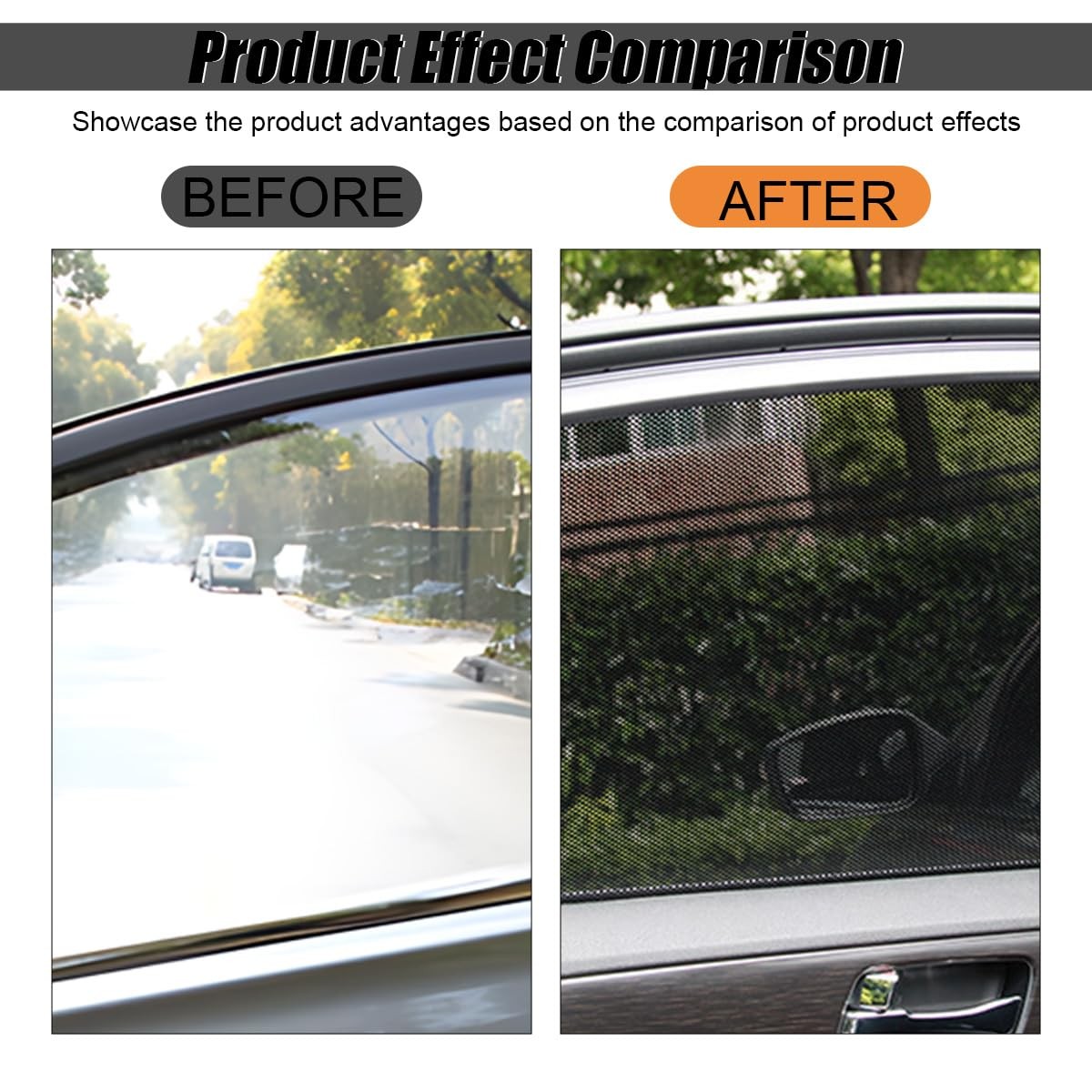 ZIMISI 4PCS Car Side Window Sunshade, Block UV Rays 16.77 × 14.96 inch, Black