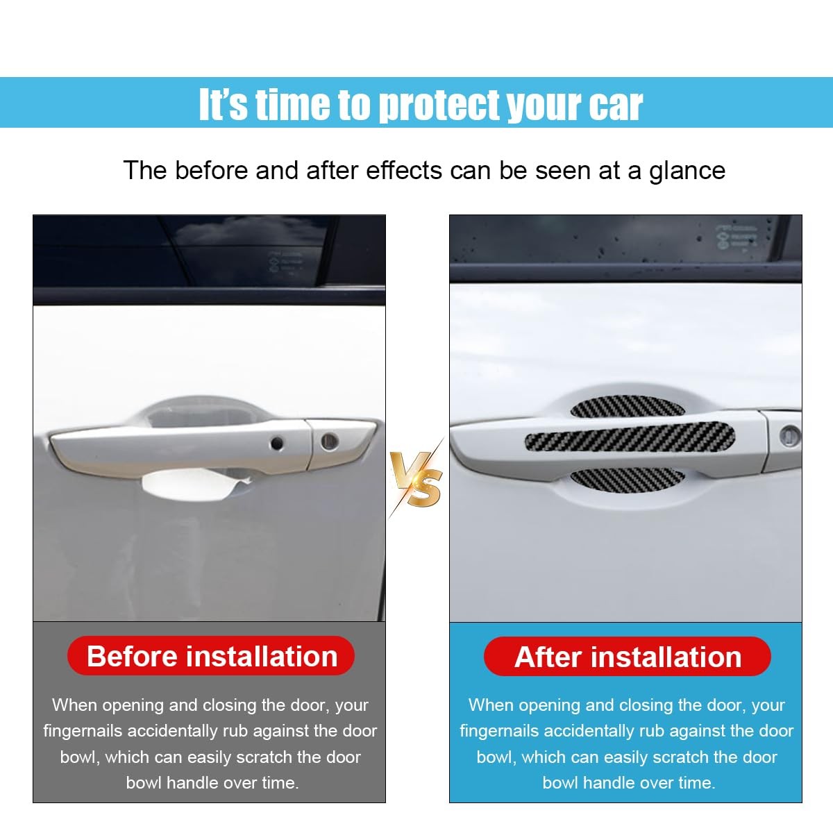 8Pc Car Door Handle Protector Universal Automotive Protection Film for Most Car