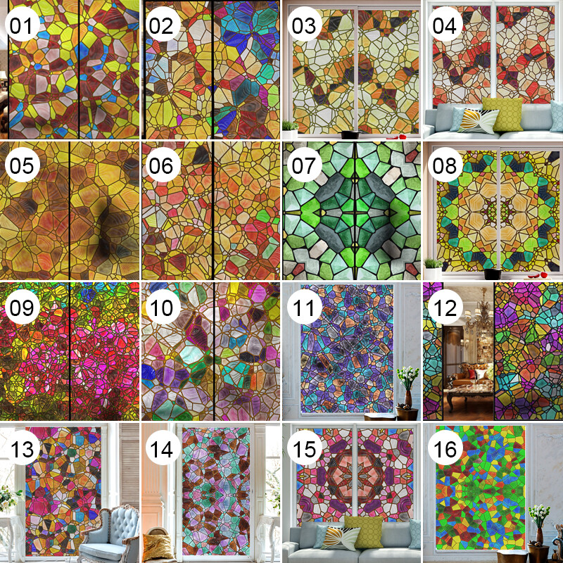 3D Rainbow Glass Privacy Film Stained Static Cling Sticker Frosted Window /Decor
