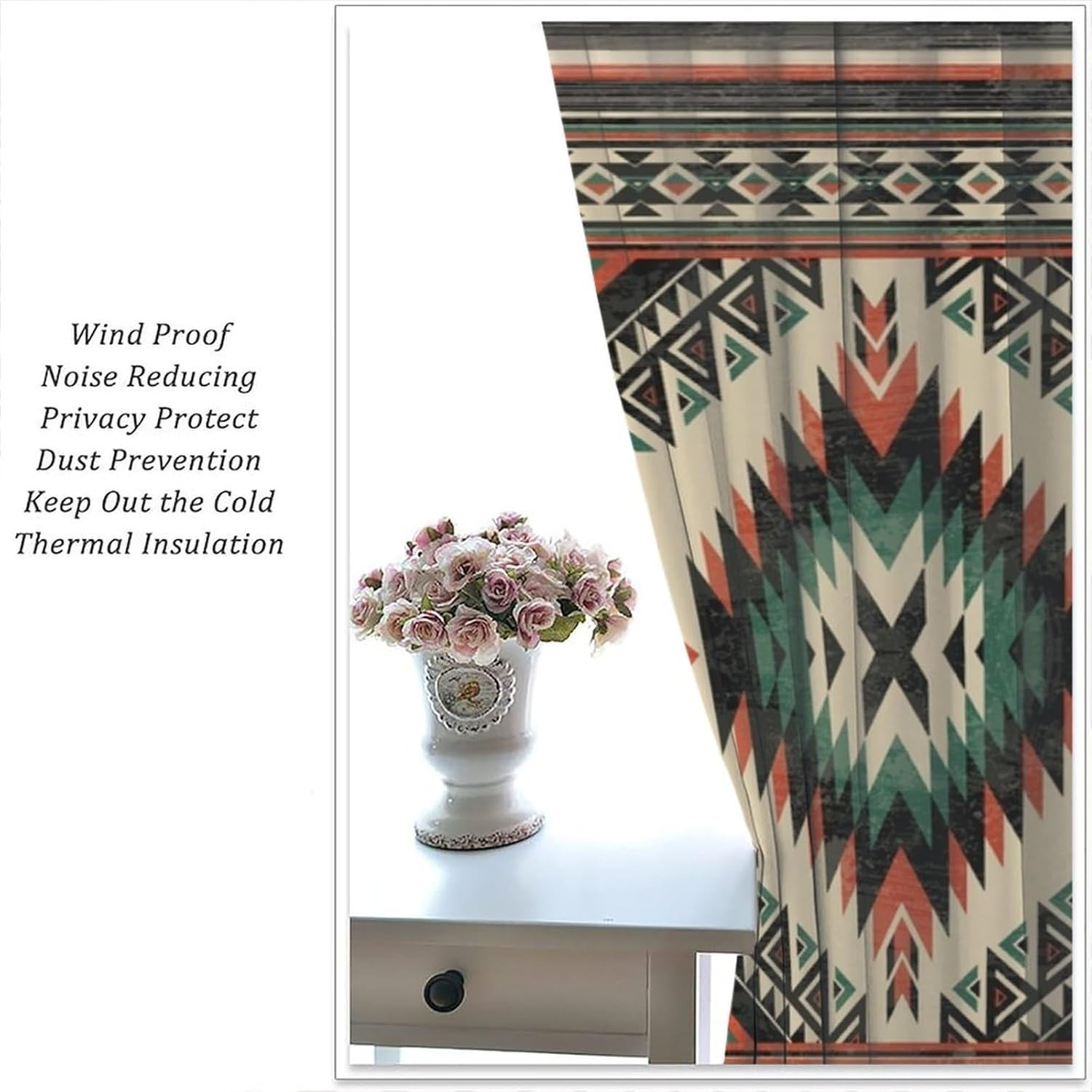 Aztec Thermal Insulated Curtain, Native American South Western Fantasy Boho Trib