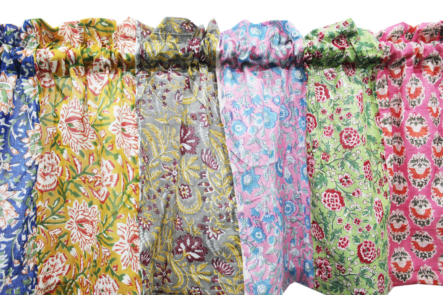 Patchwork Window Curtain Valance Multicolour Floral Rod Pocket Boho Home Décor