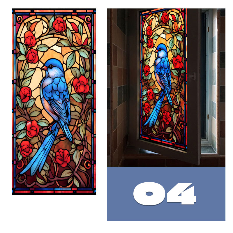 Colorful Stained Glass Film Modern Art European Decor Privacy 40x100cm/45x120cm