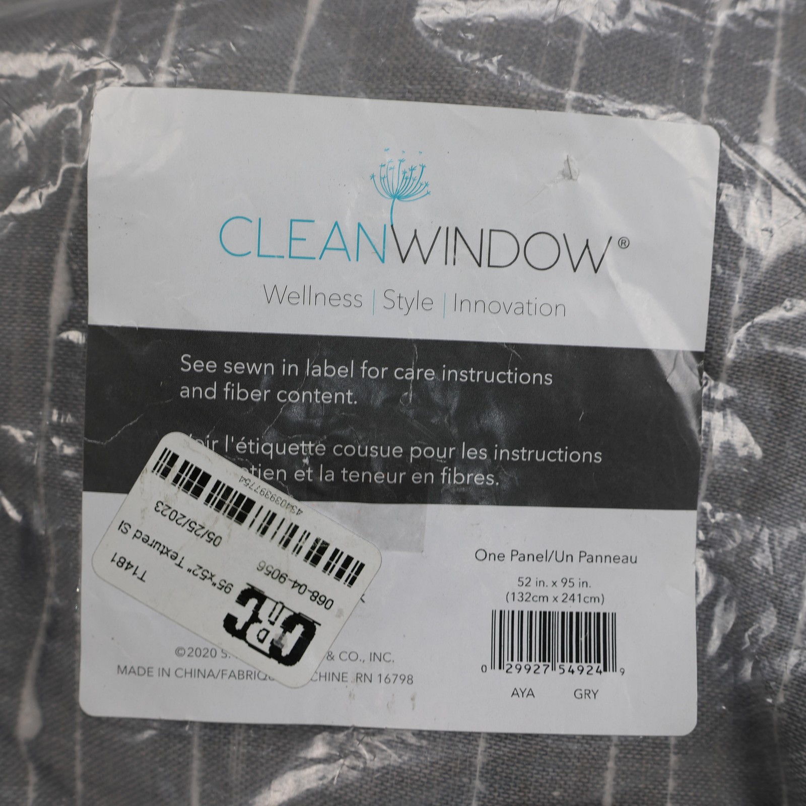 Clean Window Curtain Panel 52×95 Gray Striped Single Window Treatment Textured