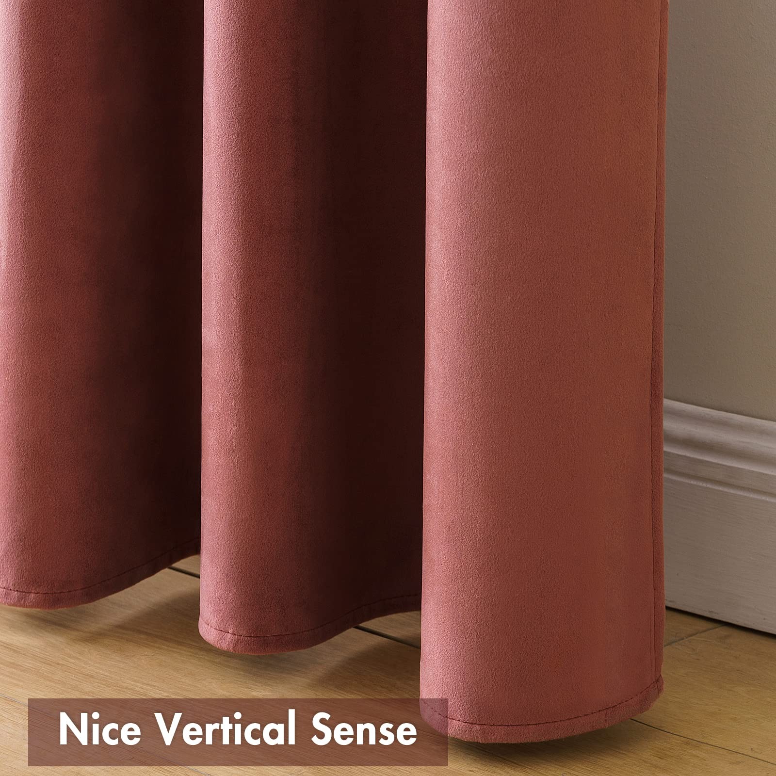 MIULEE Dusty Rose Pink Velvet Curtains 52″W x 96″L (Pack of 2),