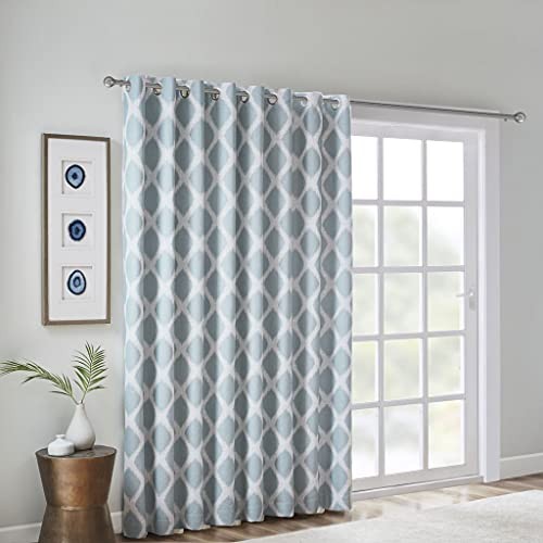 Blakesly Blackout Curtains Patio Window, Ikat 100″W x 84″L (Pack of 1) Aqua