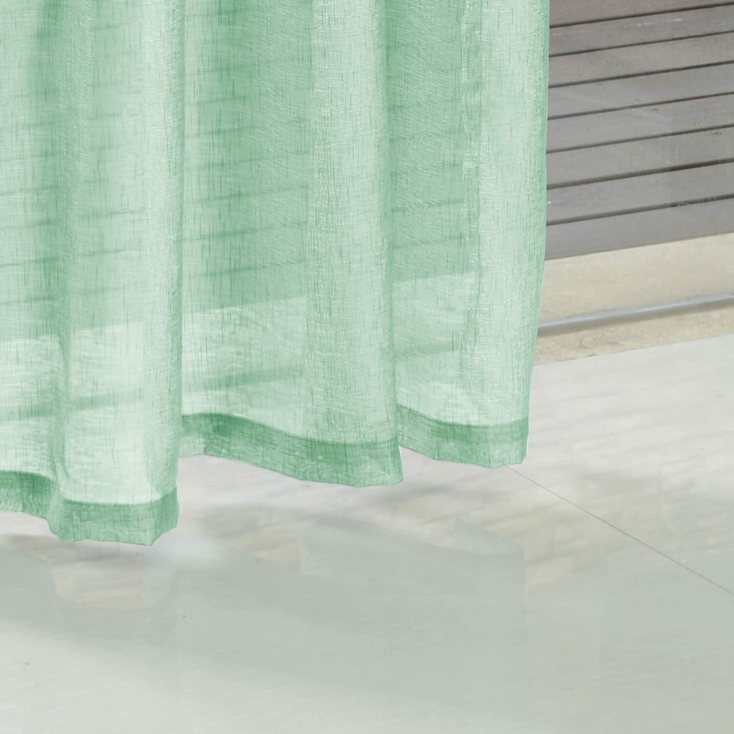 JUNELILY Sheer Window Panels For Home Decor Living Room Bedroom – Green 53 x 63″