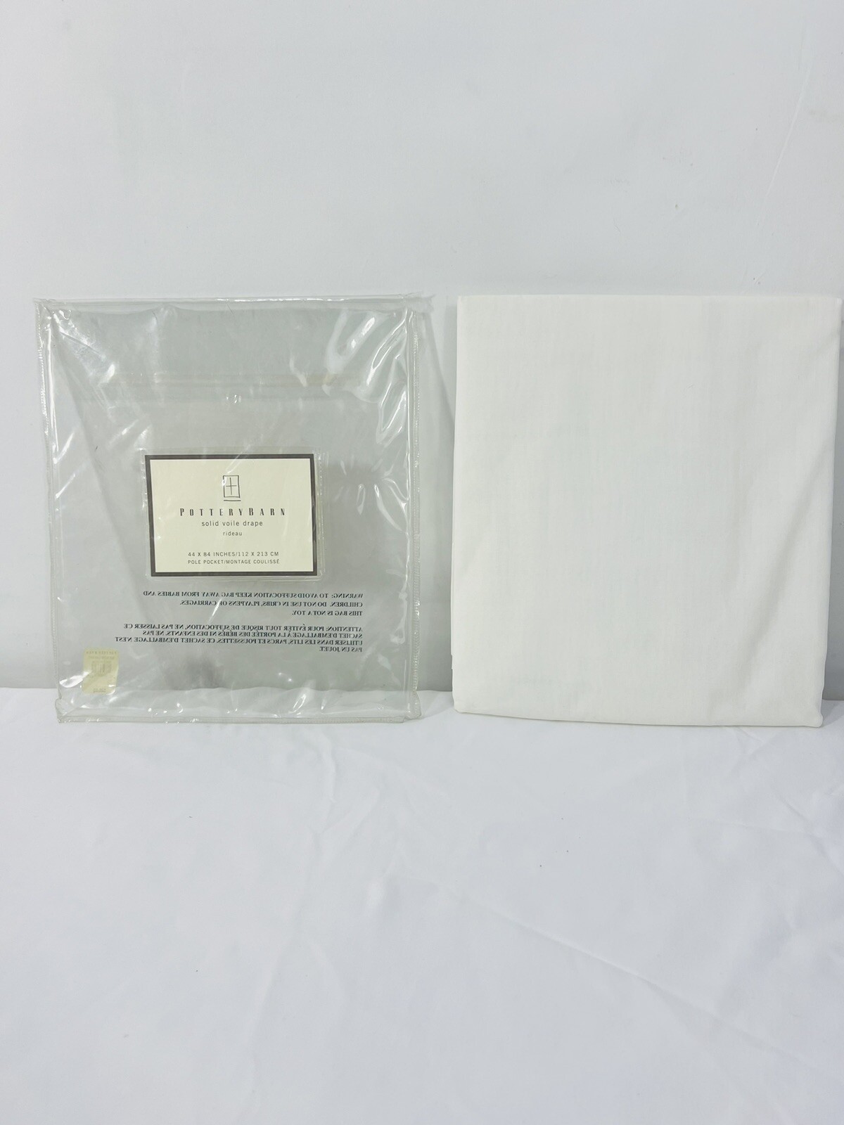 POTTERY BARN Single Solid Voile Drape Curtain Pole Pocket 44×84” New White