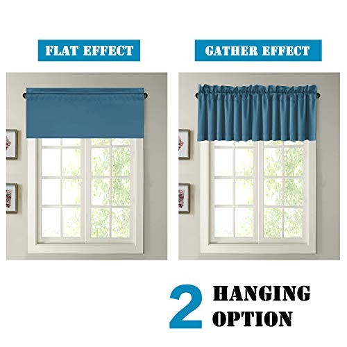 Blackout Valances for Windows,Kitchen Window Valance Curtains for 2 Dark Teal