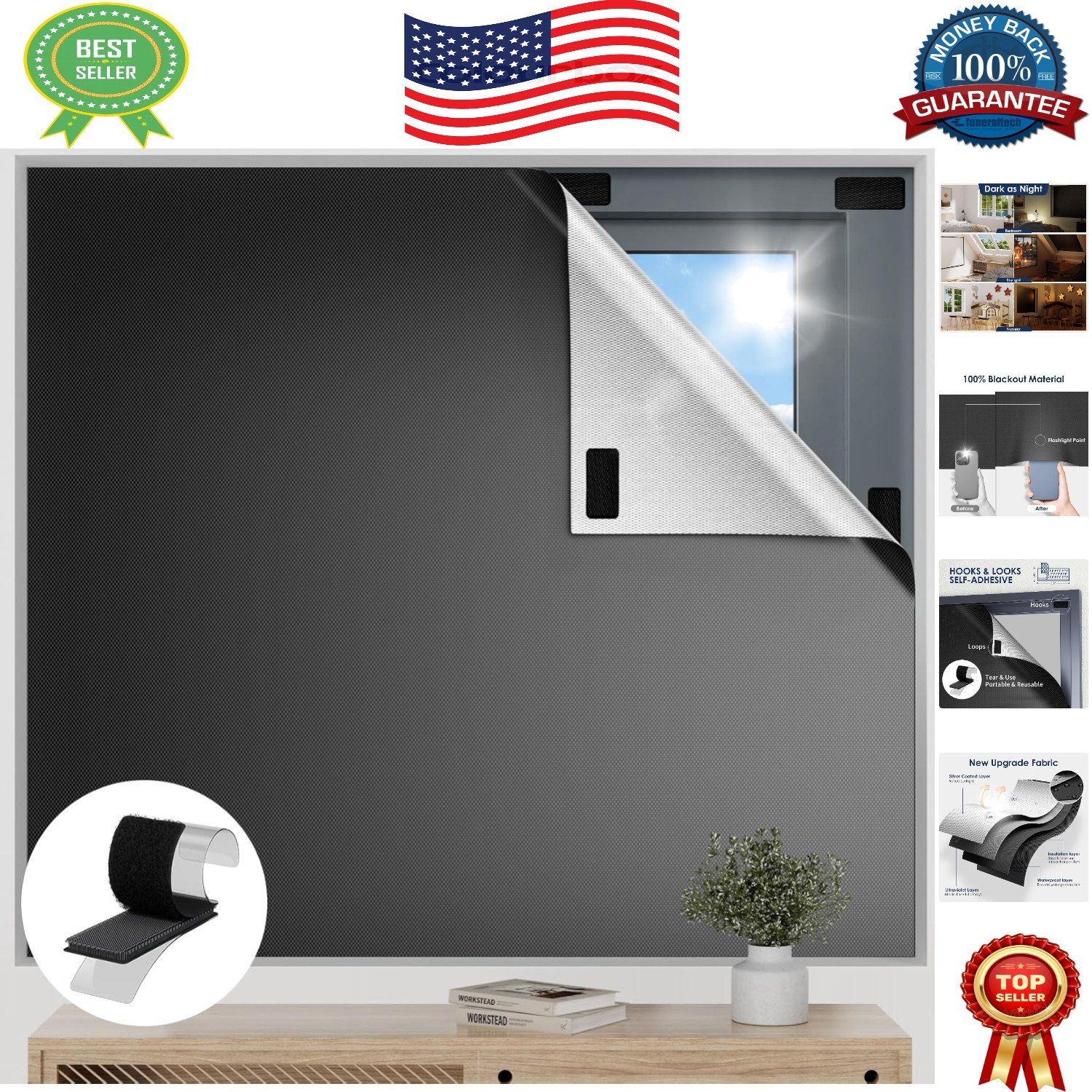 Temporary Blackout Curtains 63″x57″ – Waterproof and Customizable