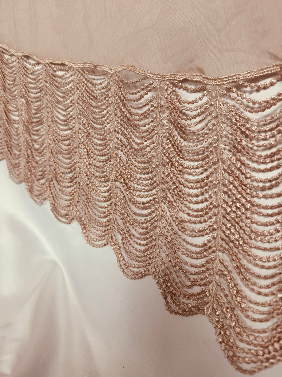 Peri Homeworks Collection Sheer Scarf Valance – Crochet Lace Trim 56”x 24”