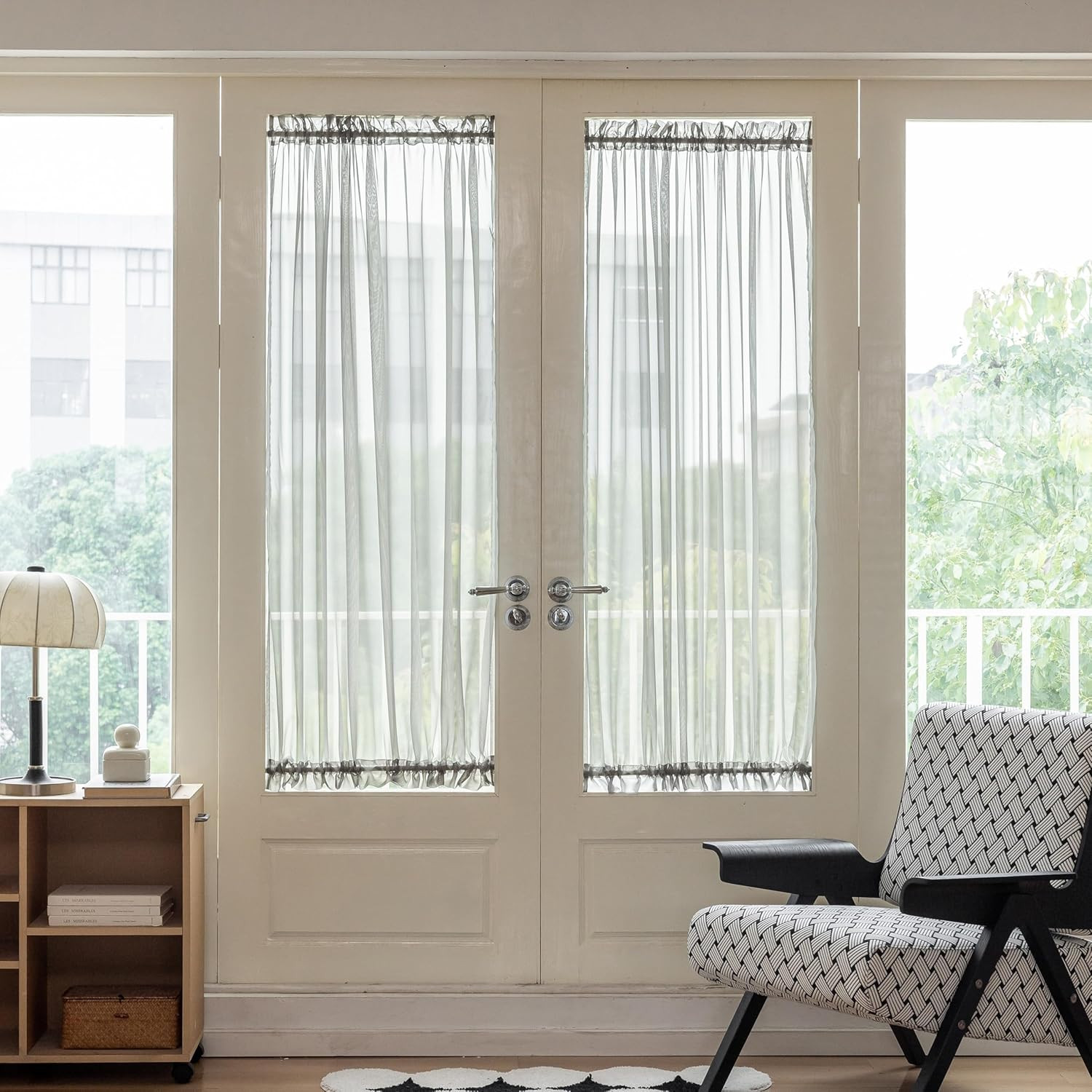 Sheer Door Curtains for Doorways Privacy, Large 54″X72″ Voile Curtain Drapes for