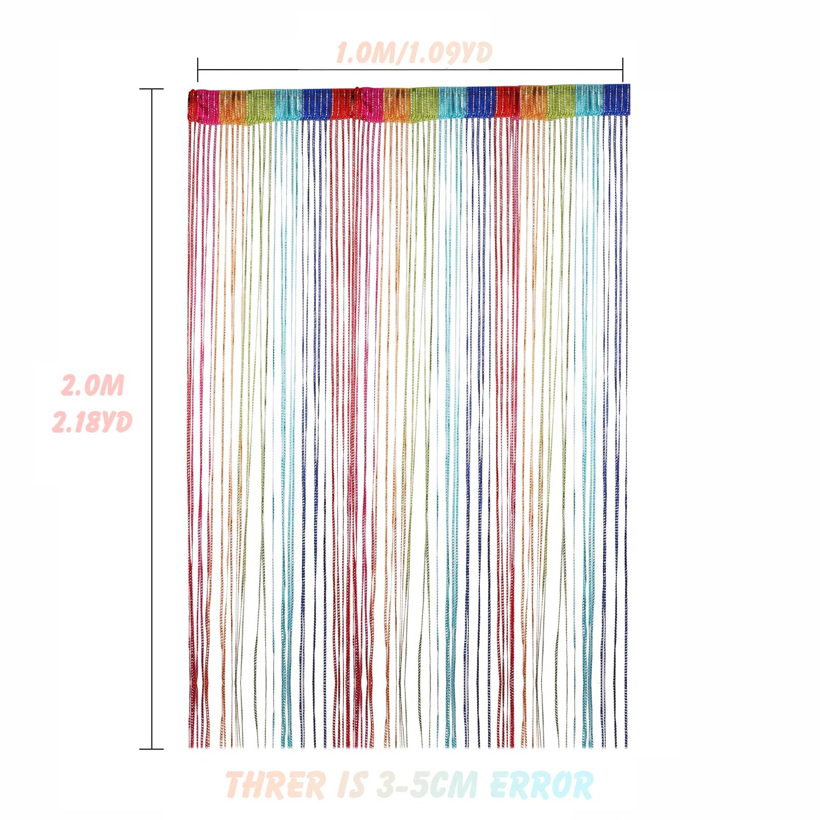 Door String Curtain Wall Panel Fringe 39x79in Multi Color FROM USA