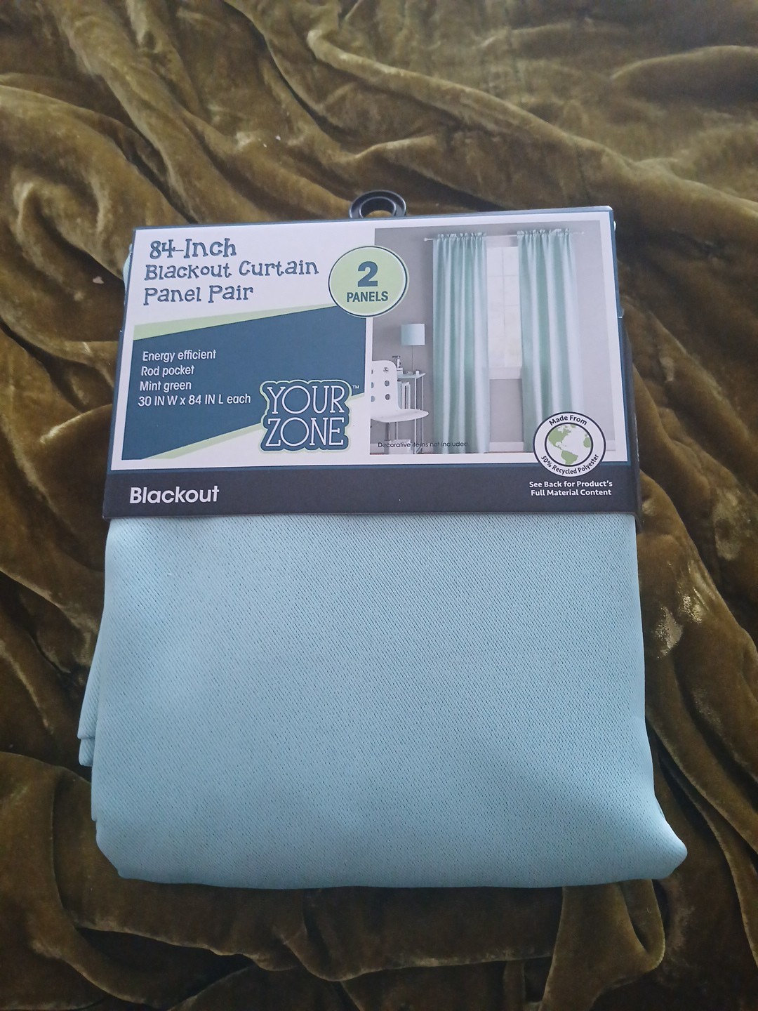 Wall to ceiling robin egg blue curtains. 84″ black blackout curtains 2 Panels