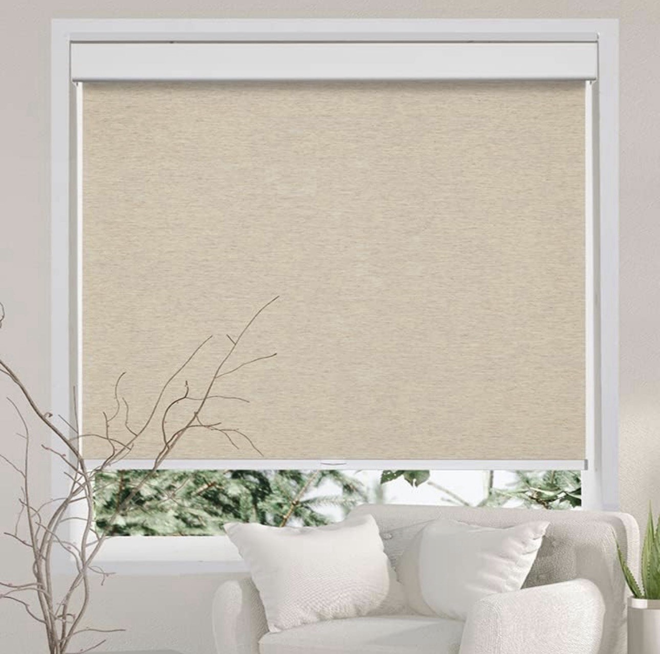 Persilux 27 in x 72 in Khaki Free Stop Cordless Black Out Roller Blind Shade