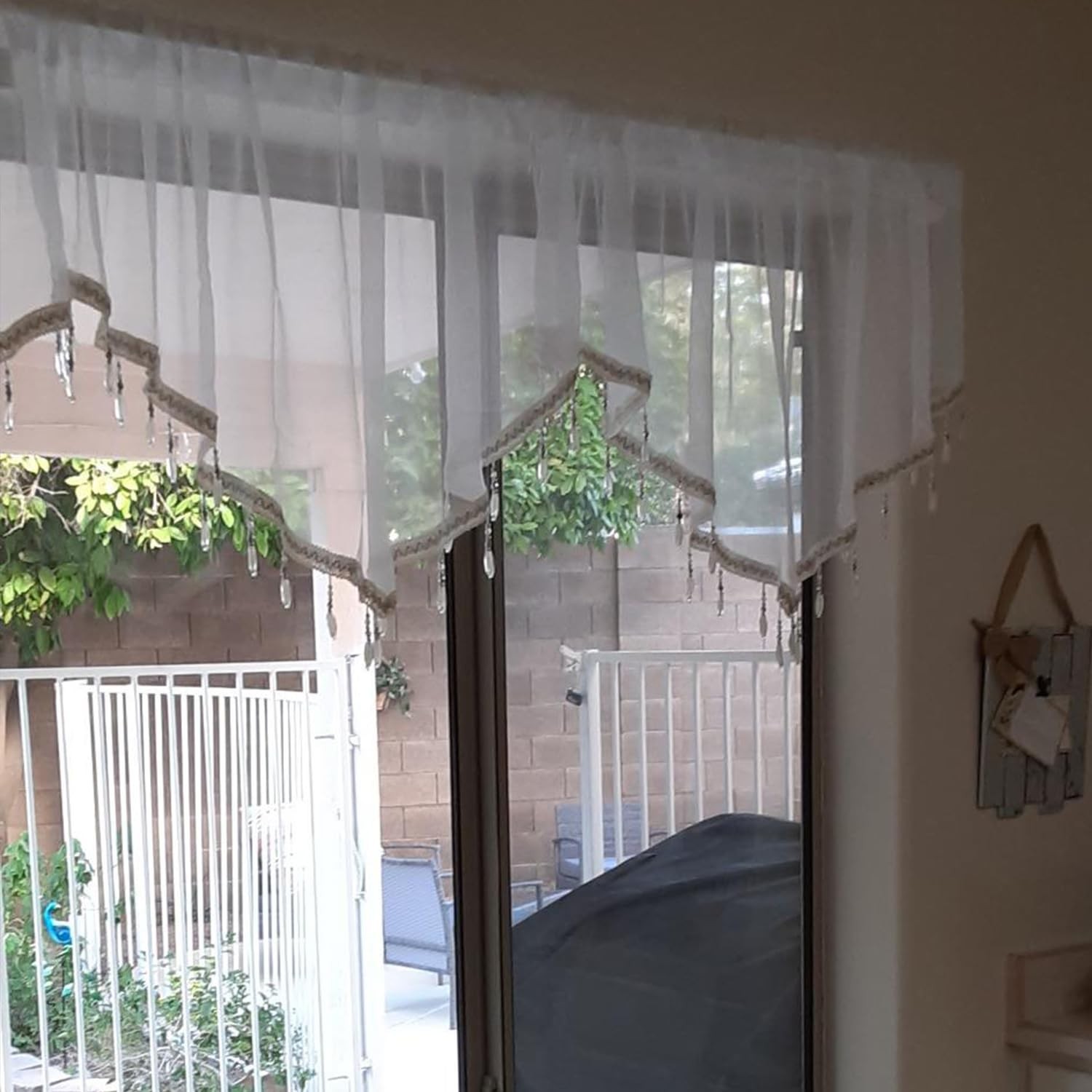 Molaxhome Swag Curtain 51 inch Length Rod Pocket Scalloped Curtain Valance Sh…