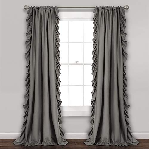 Reyna Ruffle Window Curtain Panel Set, 54″W x 84″L (Pack of 2) Grey Panel Pair