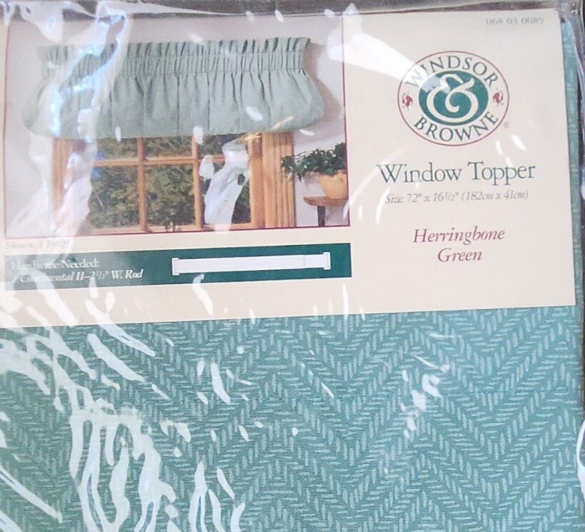 Windsor & Browne Window Topper Herringbone Green 72″X 16.5″ New NOS Made in USA
