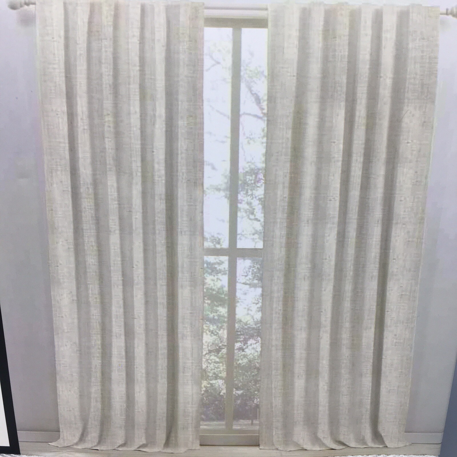 2 Ralph Lauren Linen Herringbone Blackout Panels Window Curtains 52×96 Natural