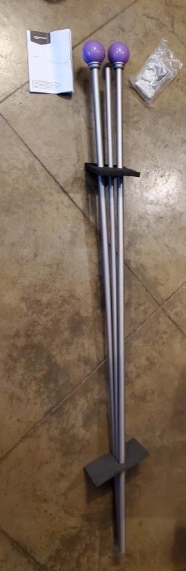 5/8″ Curtain Rod w/ Round Purple Finials, 86″ – 120″ Amazon Basics