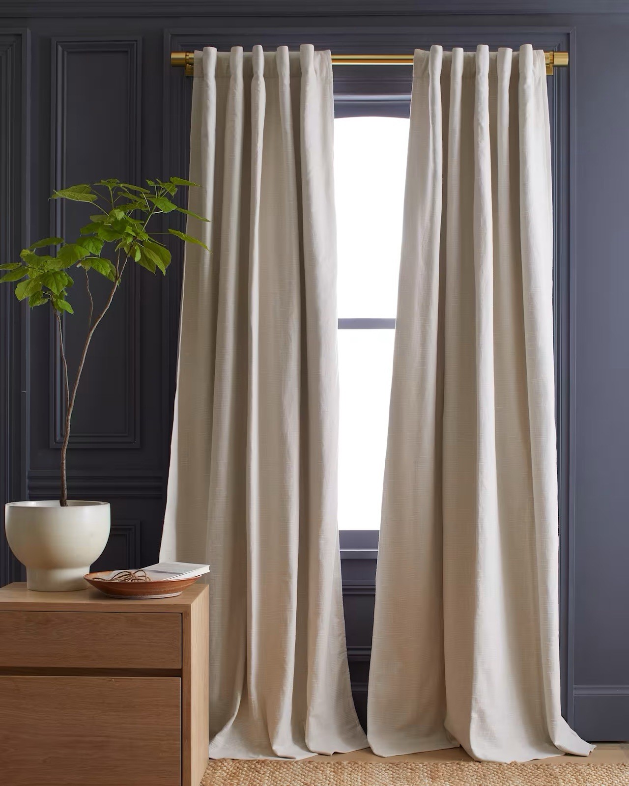 NEW Quince 48×84 Cotton Slub Room Darkening Natural CURTAIN (1)