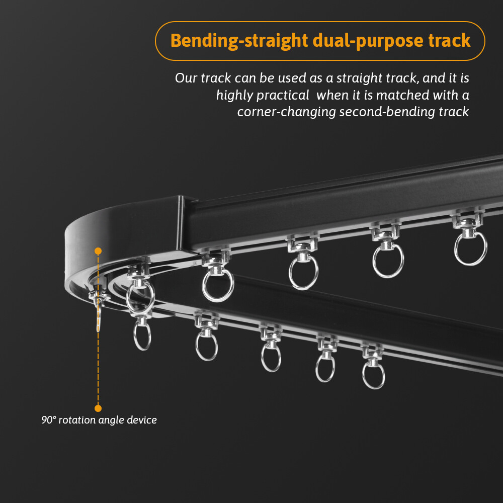 Aluminium Heavy Duty Curtain Track Kit with Hooks 3M Ceiling Mount for Space