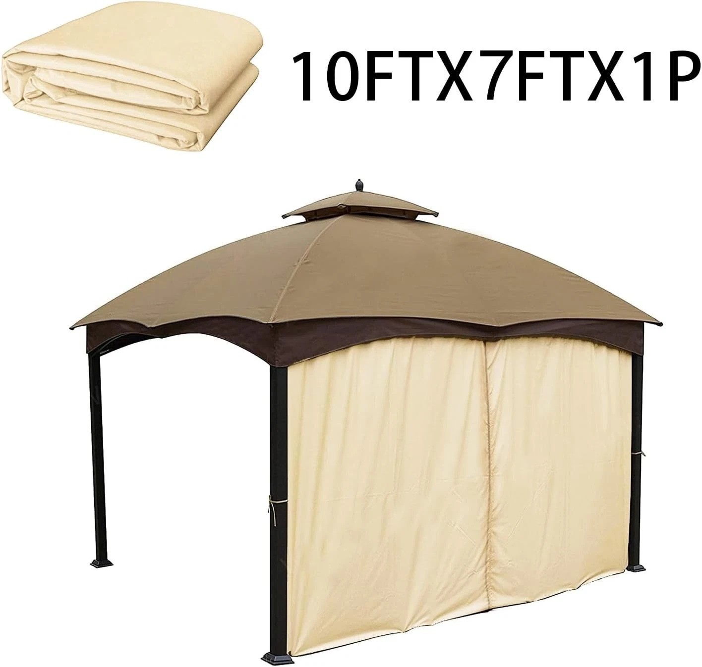 Universal Beige Replacement Privacy Curtain for 10′ x 10′ Gazebos – Easy Install