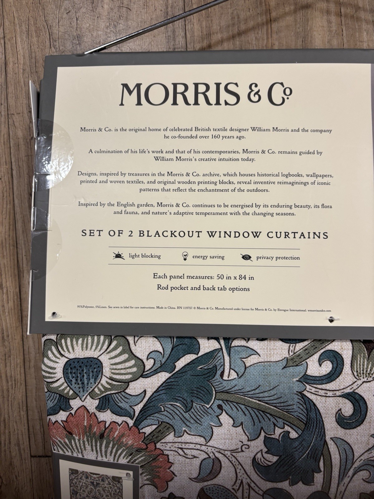 Morris & Co. 2pc BLACKOUT LODDEN Window Curtains 50” X 84” Panel