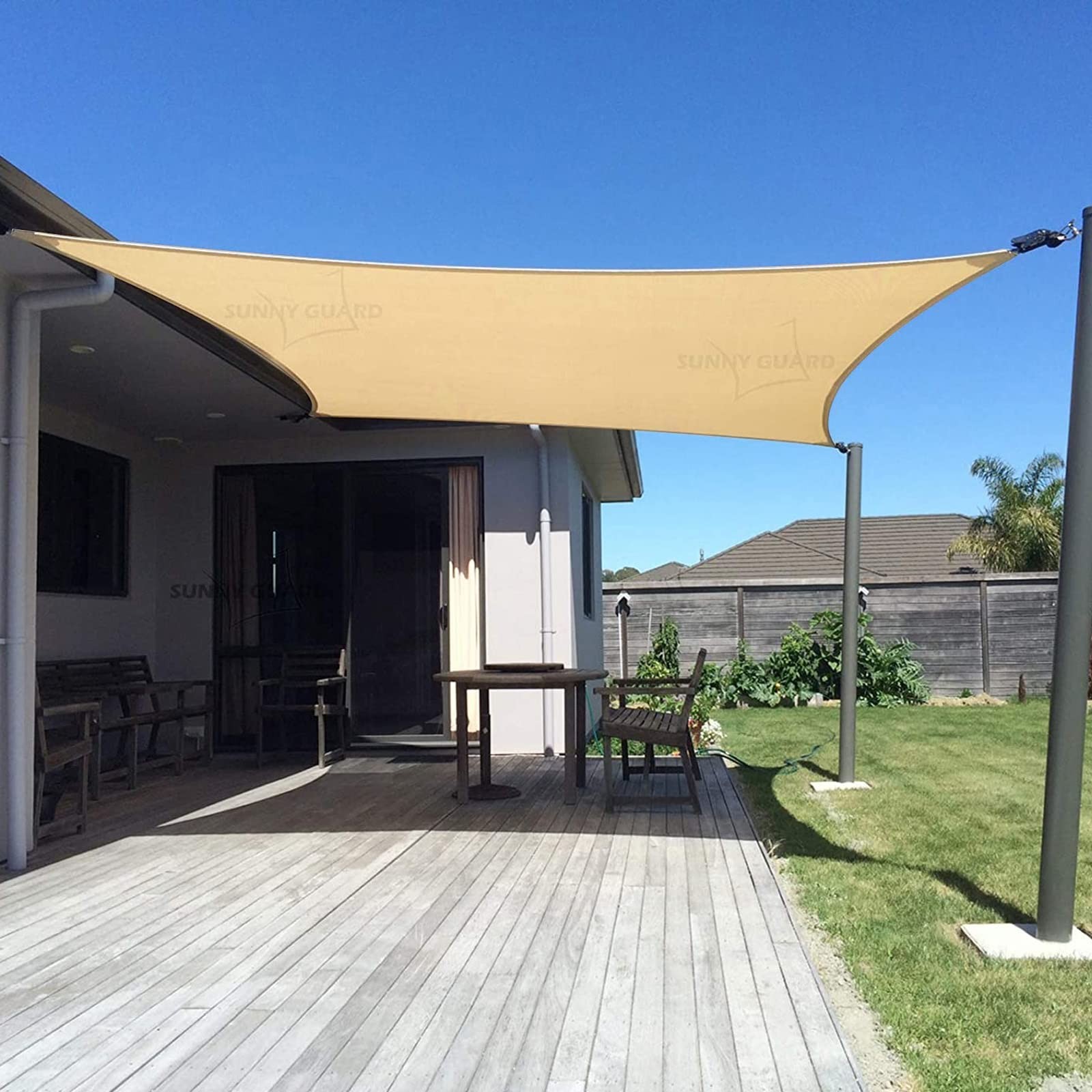 SUNNY GUARD Sun Shade Sail 10′ x 13′ Rectangle Sand UV 1 0′ x 1 3′,