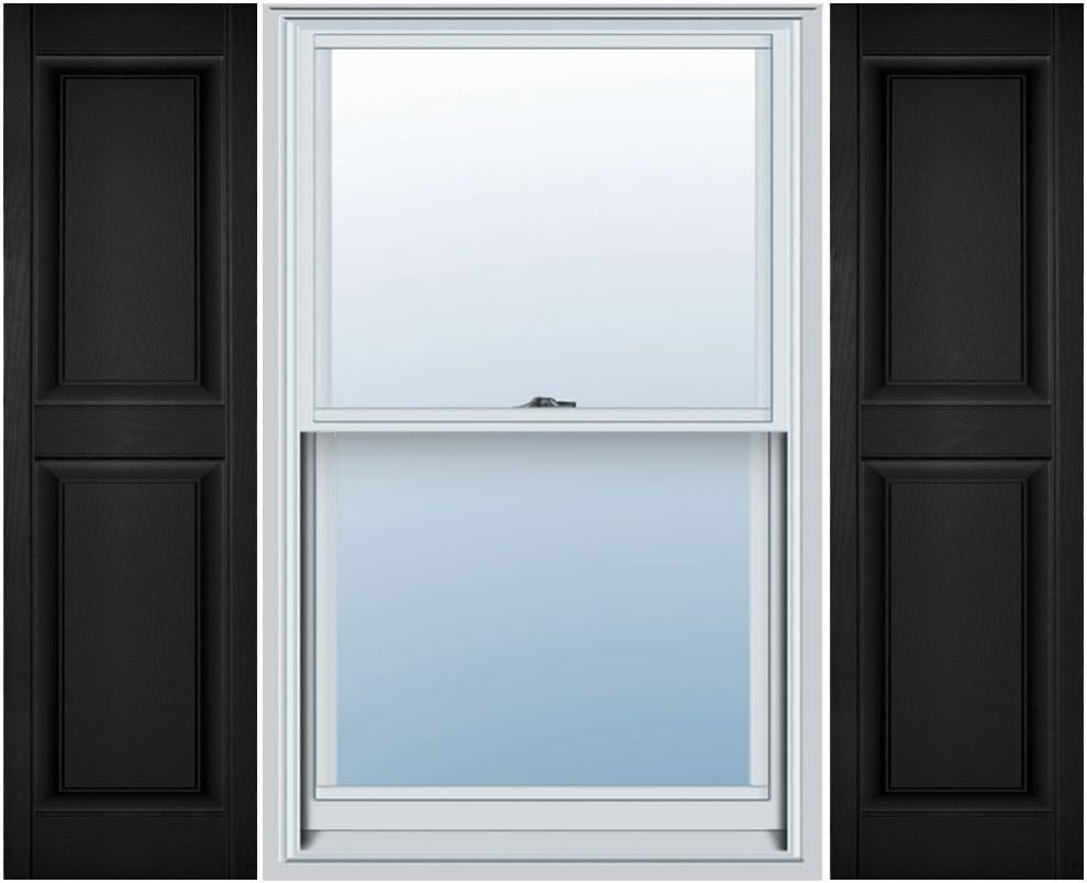 Mid America Raised Panel Window Shutters Black Woodgrain 14.75″W x 59″H