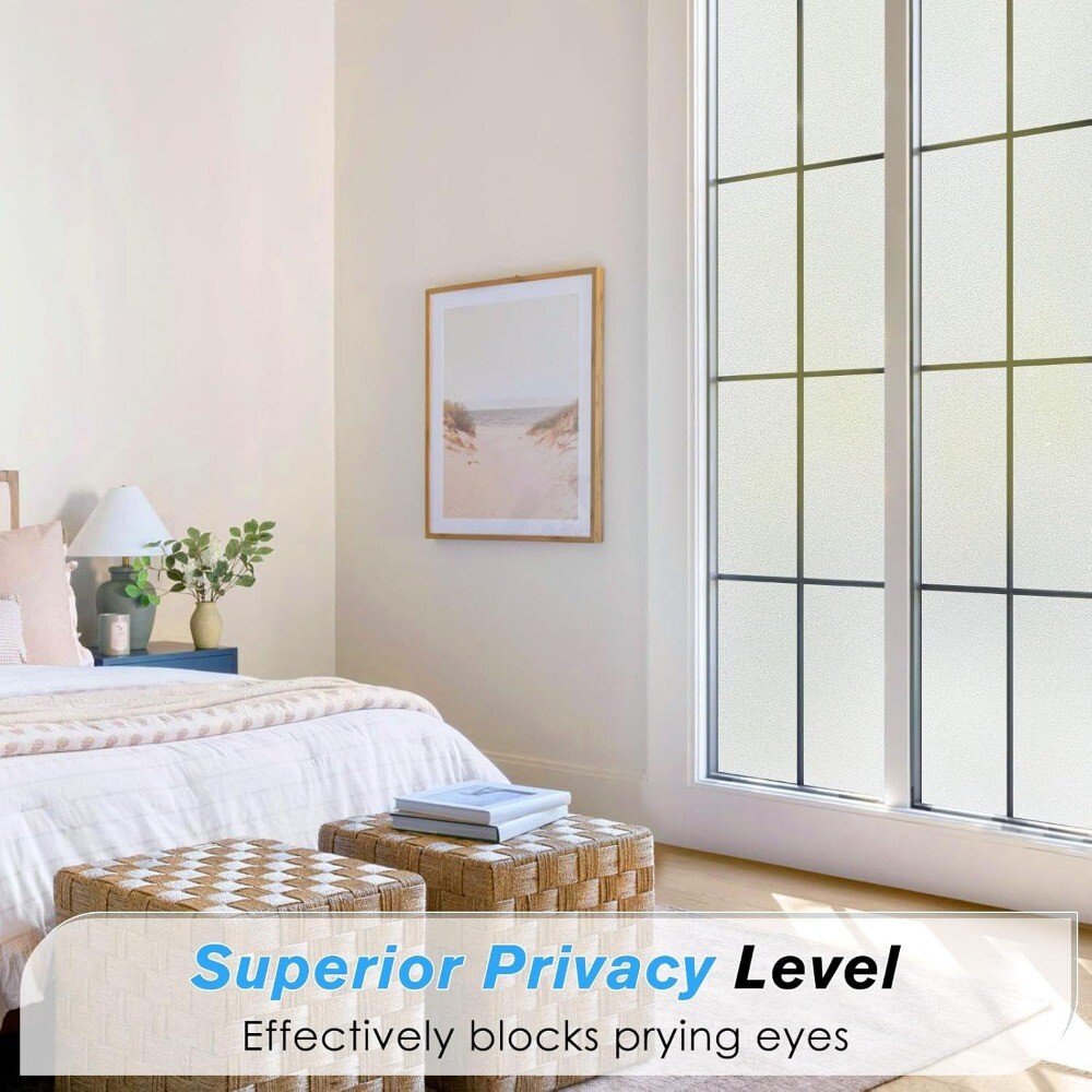 rabbitgoo Frosted Privacy Opaque Window Film Non-adhesive White Glass Sticker