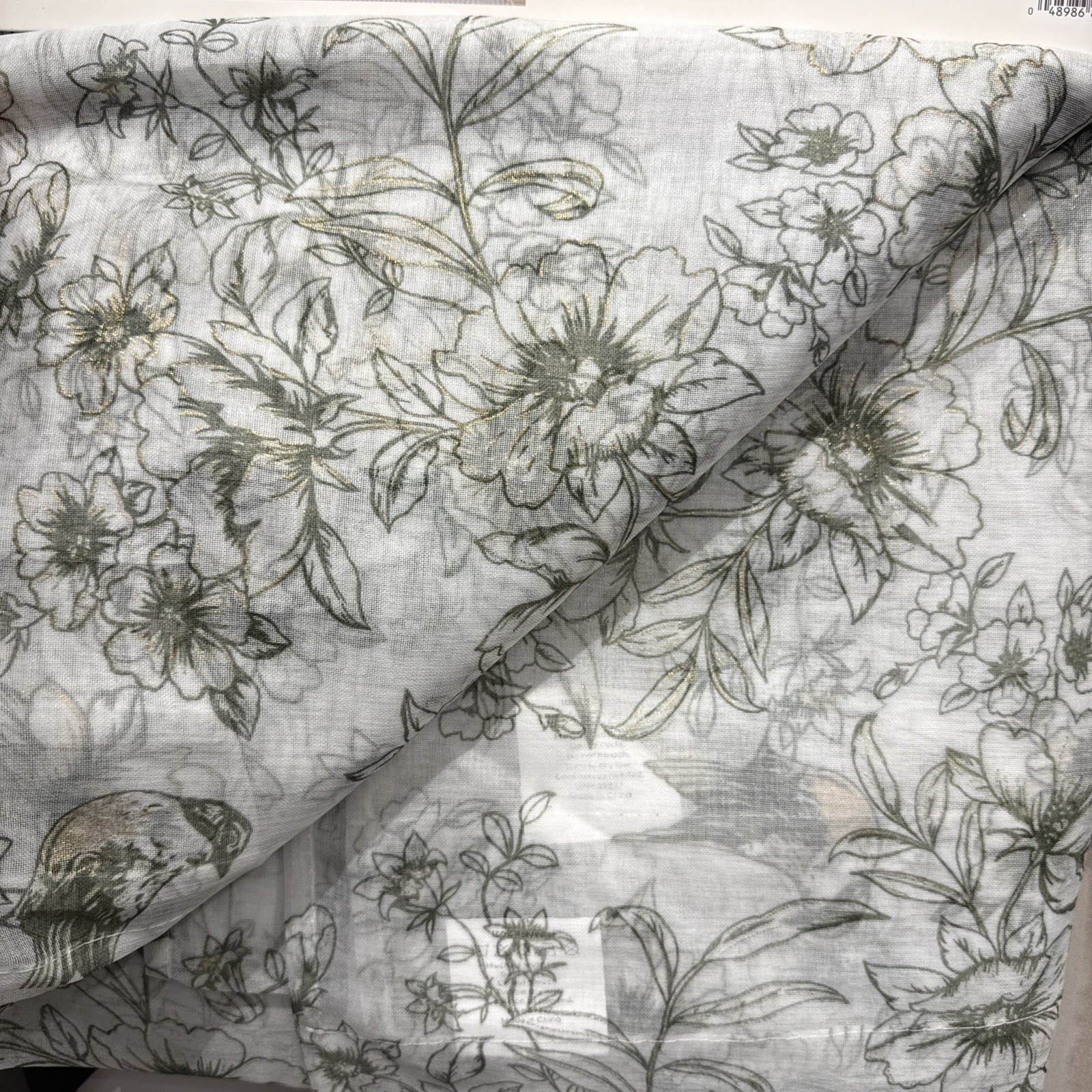 (2) Laura Ashley Hummingbird Floral Green Metallic Sheer Pole Panels 84” New~