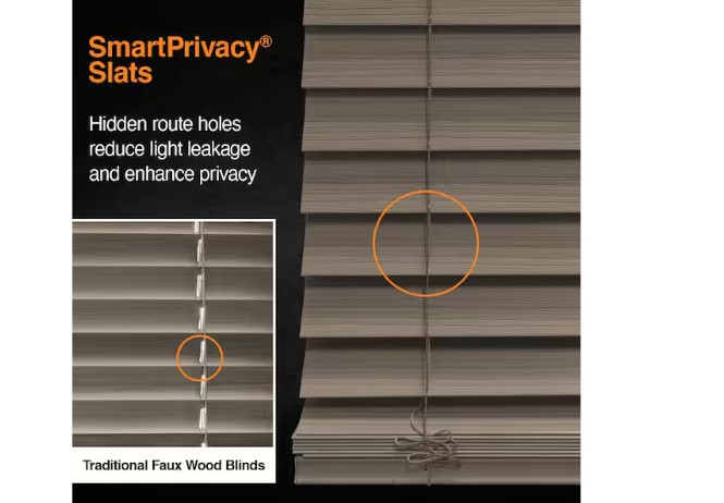 Home Decorators Driftwood Gray Cordless Faux Wood Blinds 34×48 2.5in Slats