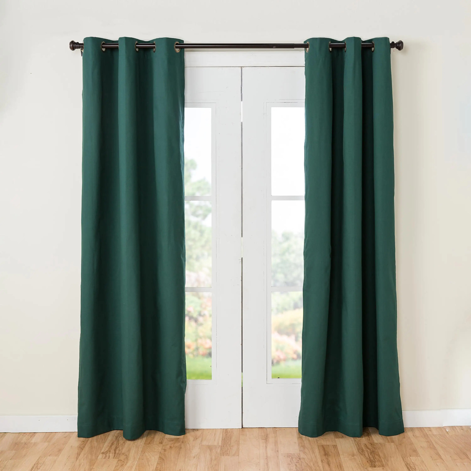 New Thermalogic Insulated Solid Pine Green Grommet Top Curtain Panel Pair 80×63″