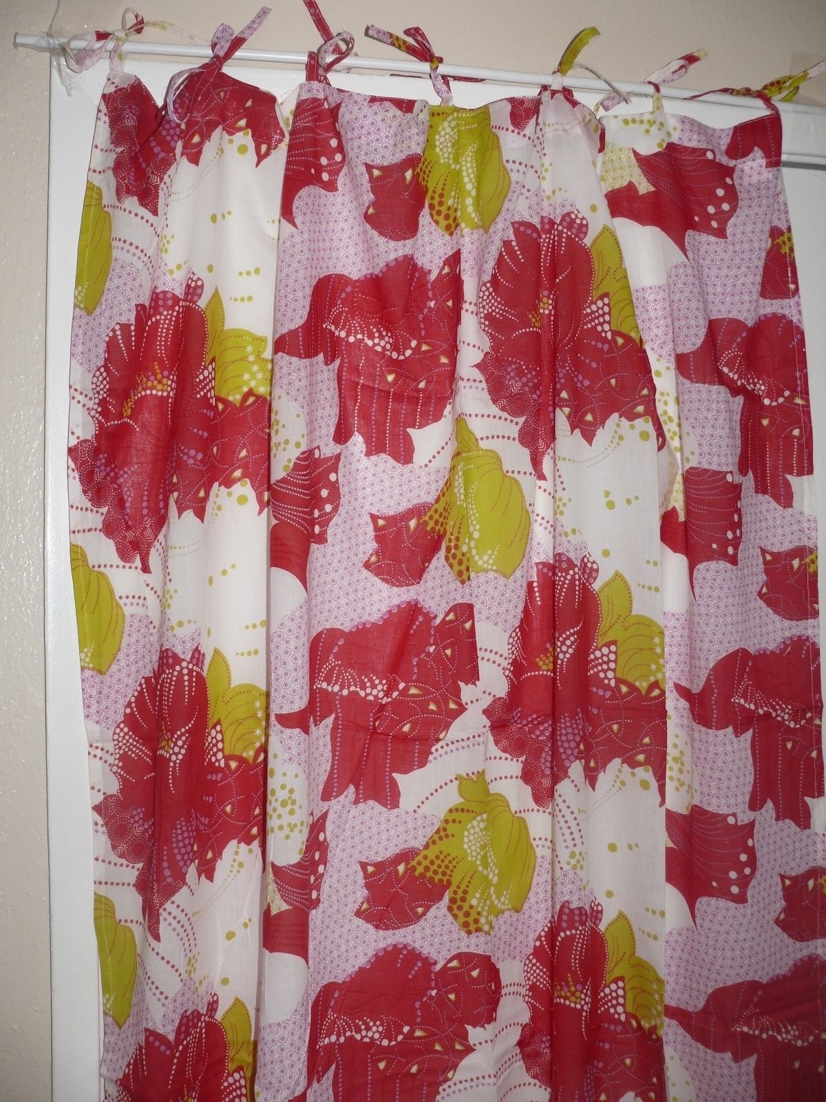 Karma Living curtain red white multi panel 44″ x 88″ fair trade