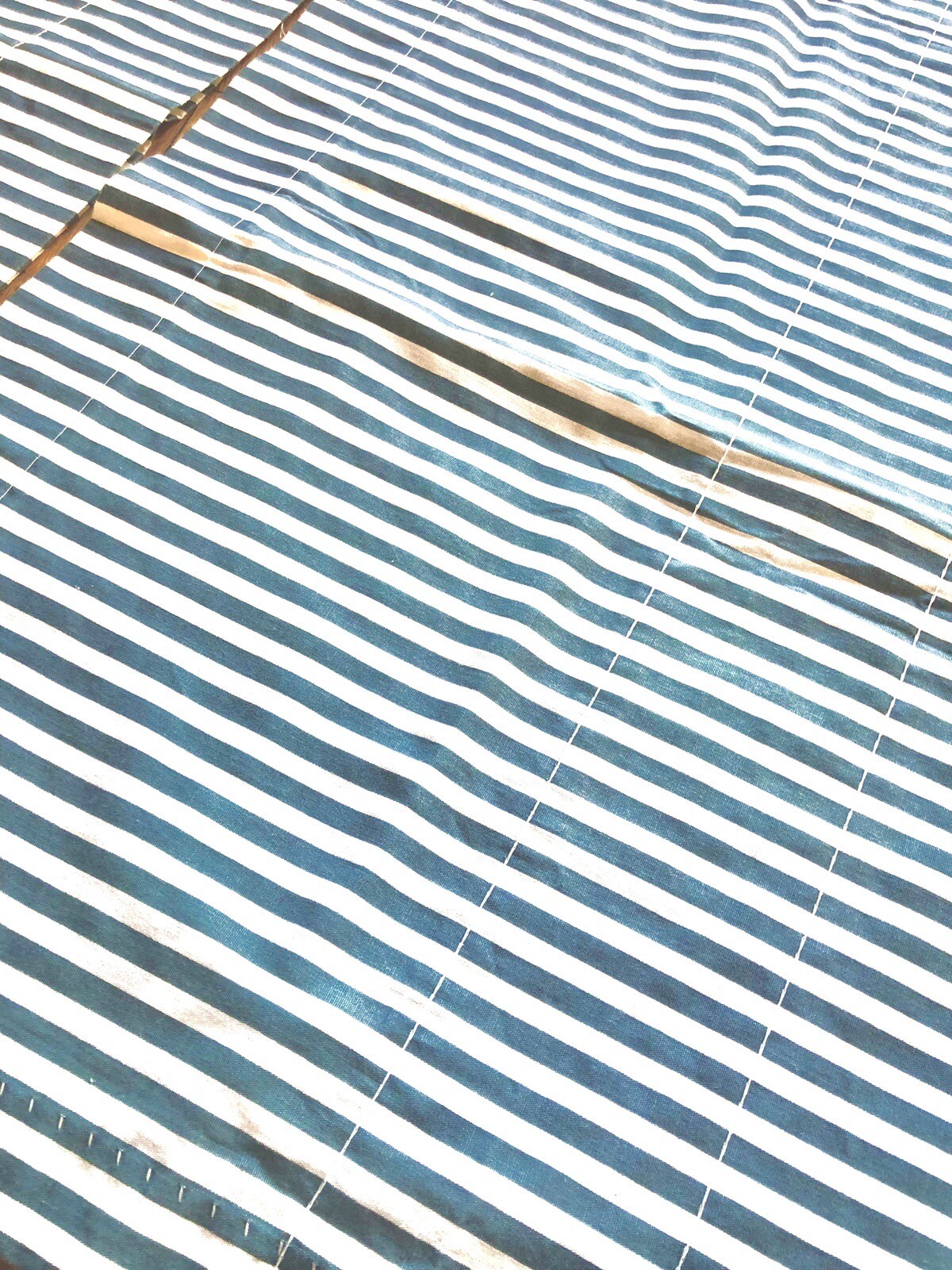2 Vintage 80s Blue Stripe Cotton Poly Window Valances 14.75” X 87” Each New