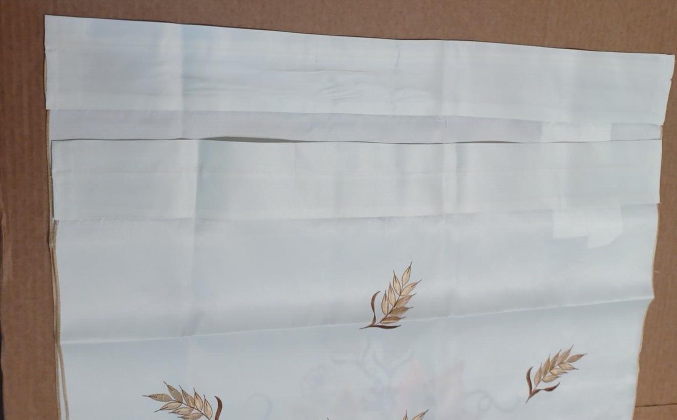 Autumn Fall Leaf Cafe Tier 2 Curtains 24″Length Pair Scallop Embroider Set