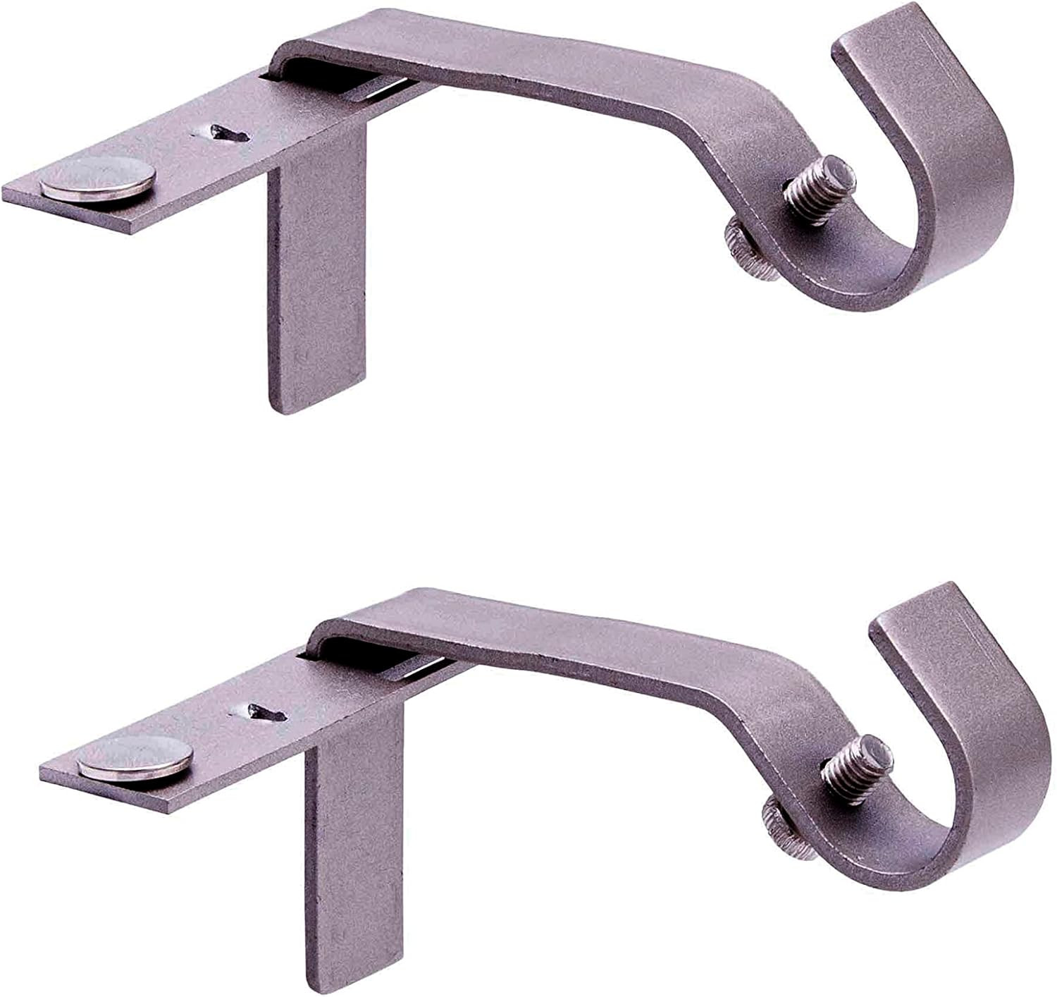 Fast Fit 5/8″ No Measure Curtain Rod Brackets, Brushed Nickel, 2 Count (Pack of