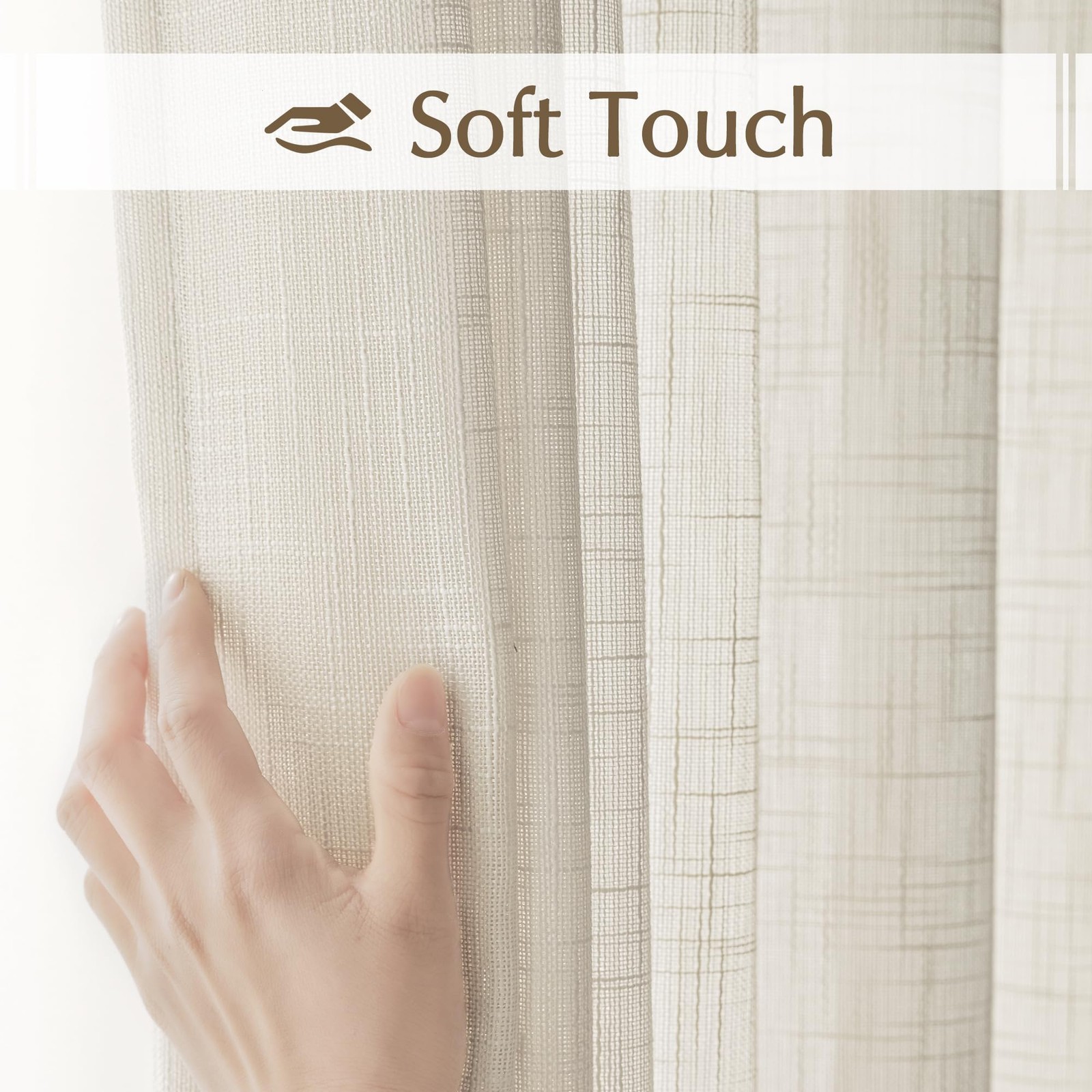 Side Light Linen Texture Semi Sheer Narrow French Door Panels for Front/Glass…