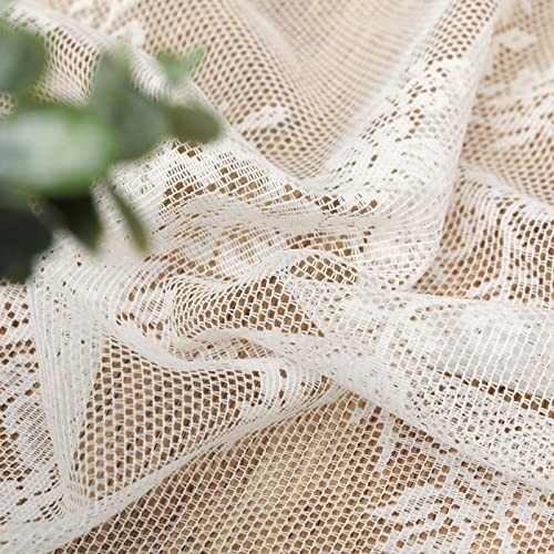 Sheer Lace Valance for Kitchen Window Mesh Rod 60″W x 18″L (Pack of 1) White