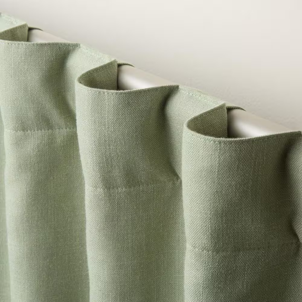 Arlo Solid Linen Texture 50 In. W X 84 In. L Polyester Blackout Sage Green Curta