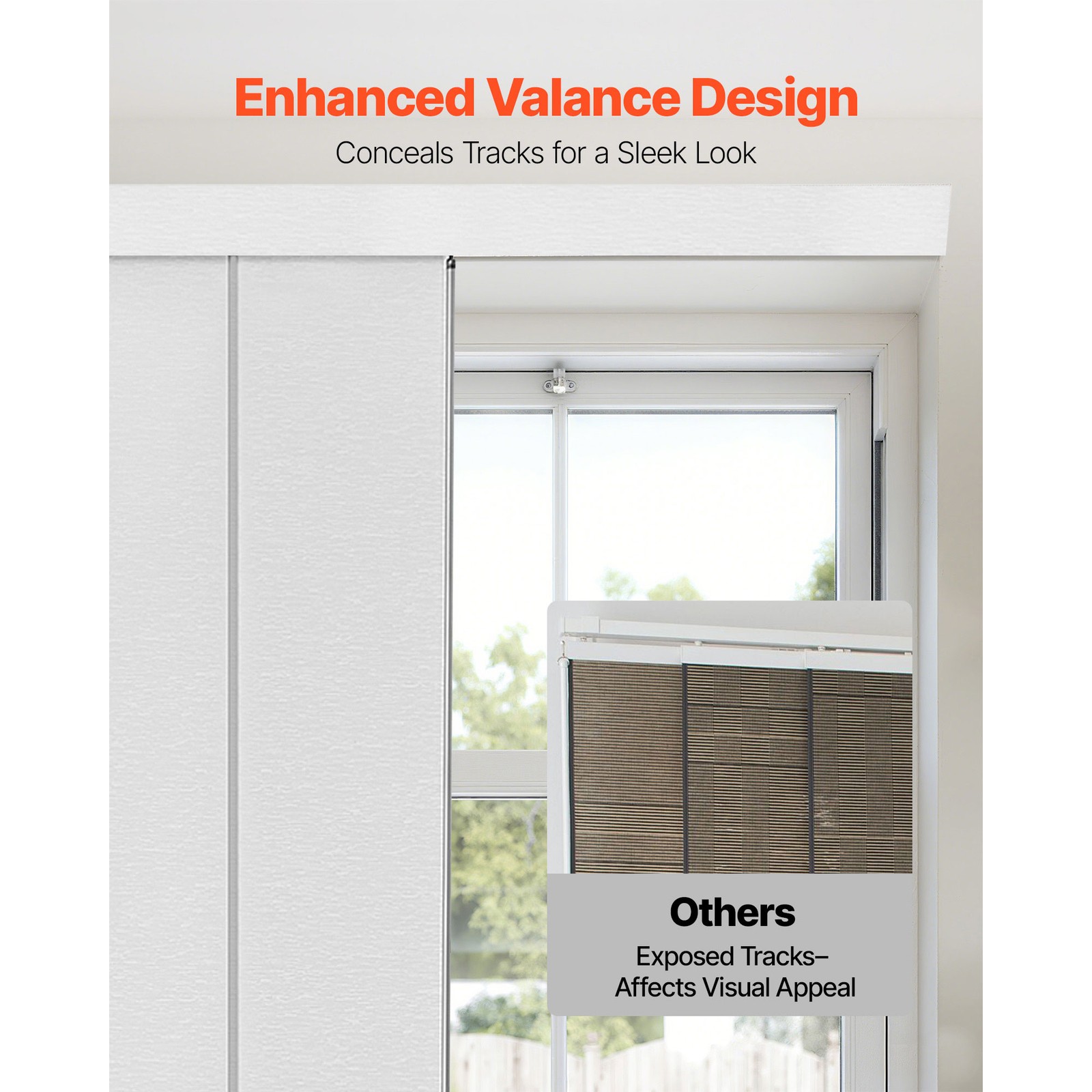 Uimoso Adjustable Panel Track Blinds, Width 45.8-86 in, Customizable, White